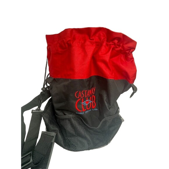 Disney Cruise Line Castaway Club Canvas Red Black Beach Tote Bag Draw String - Picture 16 of 16